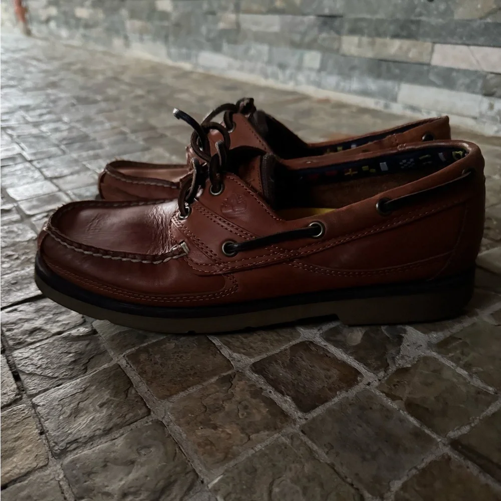 Timberlands Men's Brown Leather Boat Shoes